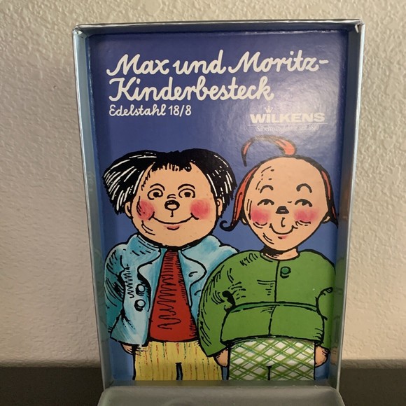 WILKENS Max & Moritz 4pc flatware set KINDERBESTECK EDELSTAHL 18/8 fork spoons - Picture 2 of 16